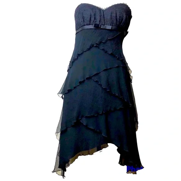 silk laundry asymmetrical ruffle dress Black And Pink Floral Ruffle Asymmetrical Dress
